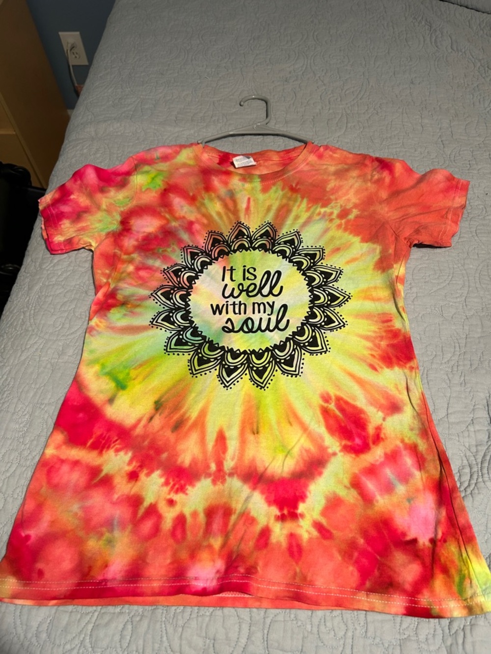 Tie-Dye Short Sleeve Tee with 'It Is Well With My Soul' Graphic